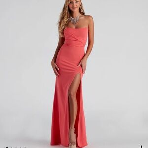 Strapless maxi wedding guest dress